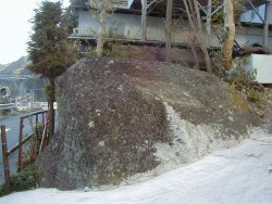 青見の疣石の北川、石の背部が石の持主の遠藤宅