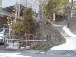 青見の疣石の西側(道路側)、石の左が遠藤宅