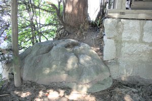 イボ石の窪みの水をイボにつける