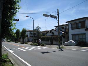 七ツ木市民の家信号機後方に地蔵(北方から)